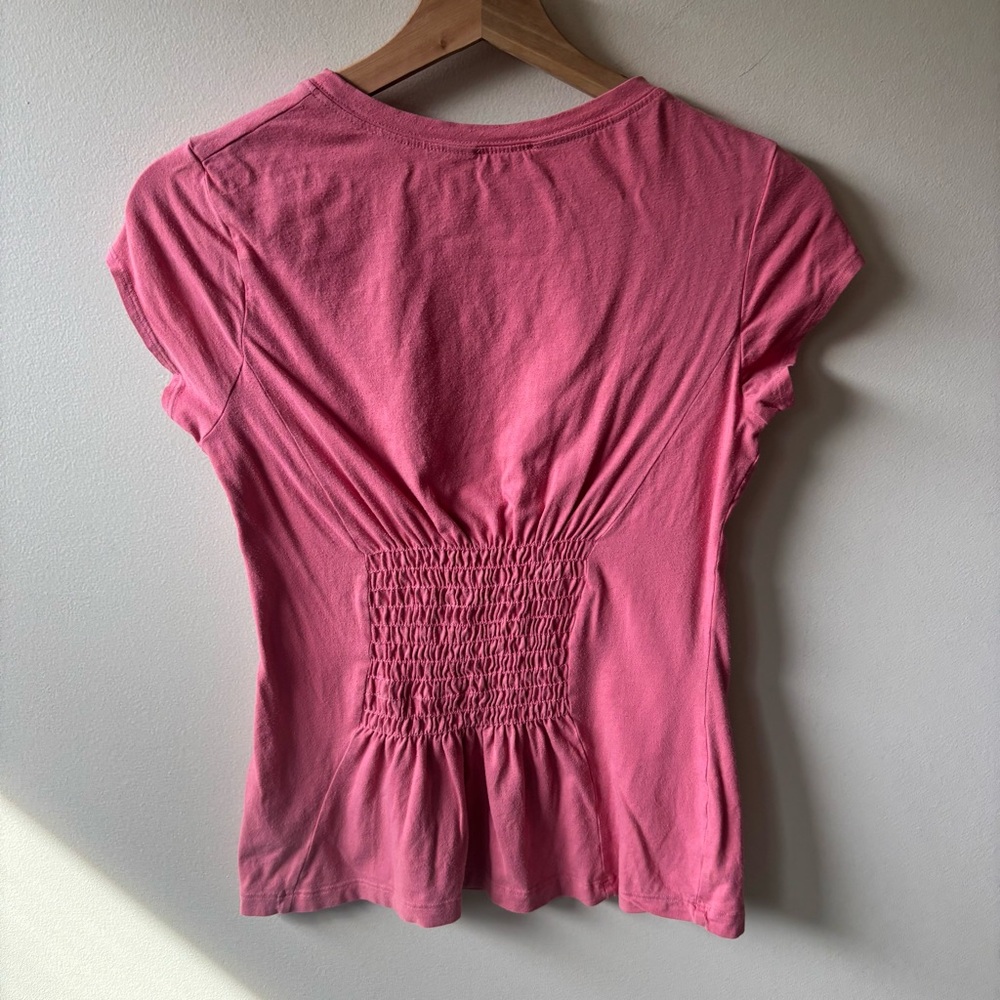 Bebe Pink Sequin Baby Tee with Scrunch Back - Picture 6 of 9